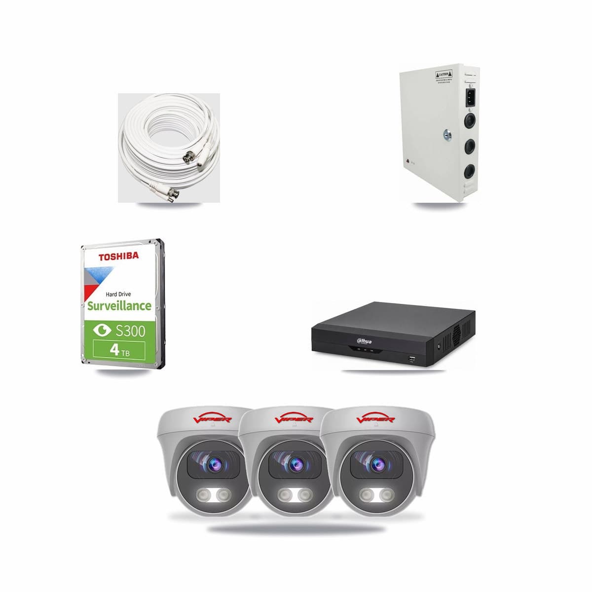 Dahua 4-channel CCTV kit: 3 cameras (3× 5MP Camera), 4TB hard drive