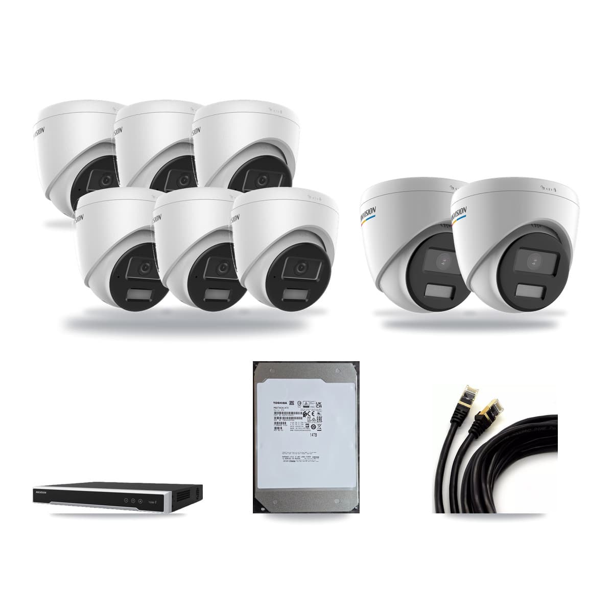 Hikvision 8-Channel 2MP – 4MP CCTV Kit — 2 2MP + 6 4MP Turret Cameras + 14TB Recording - Image 1