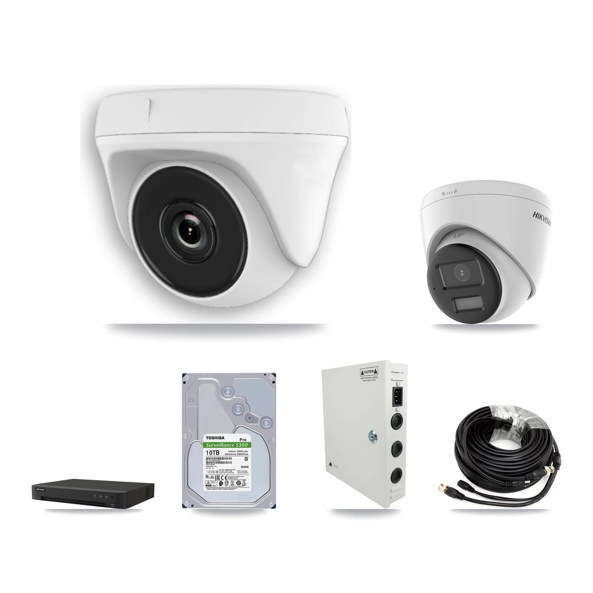 Hikvision 16-Channel 2MP – 5MP CCTV Kit — 4 5MP Turret + 8 White 2MP Dome Cameras + 10TB Recording (IDS-7216HQHI Recorder)
