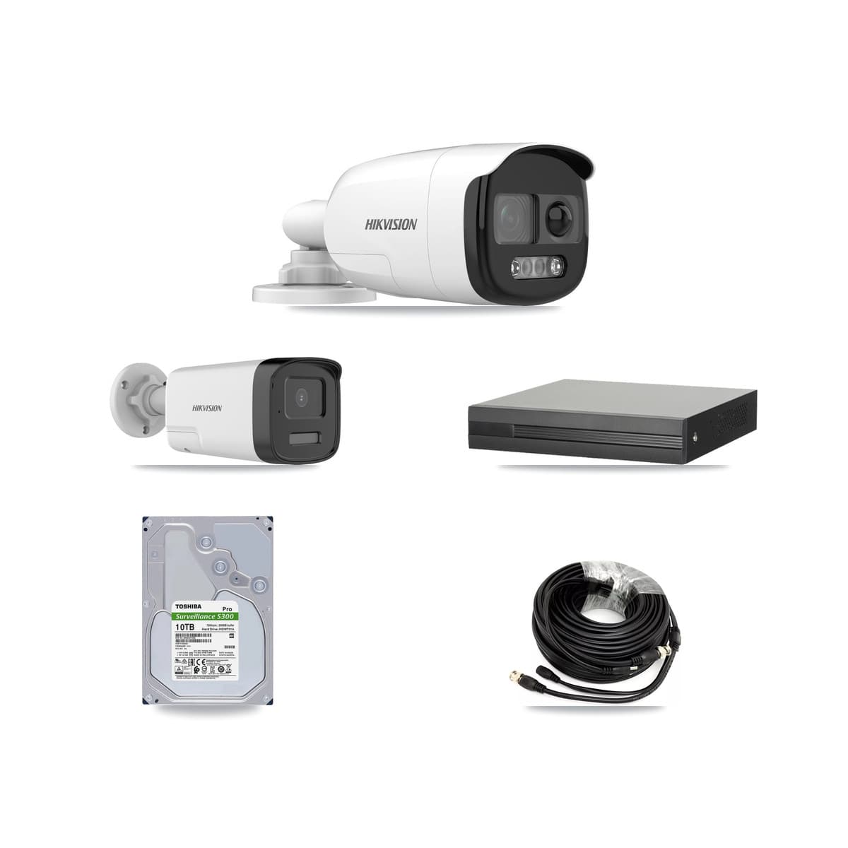 Hikvision 8-Channel 5MP CCTV Kit — 7 DS-2CE12KF3T + 1 DS-2CE17K0T Bullet Cameras + 10TB Recording (XVR-3108HS Recorder)