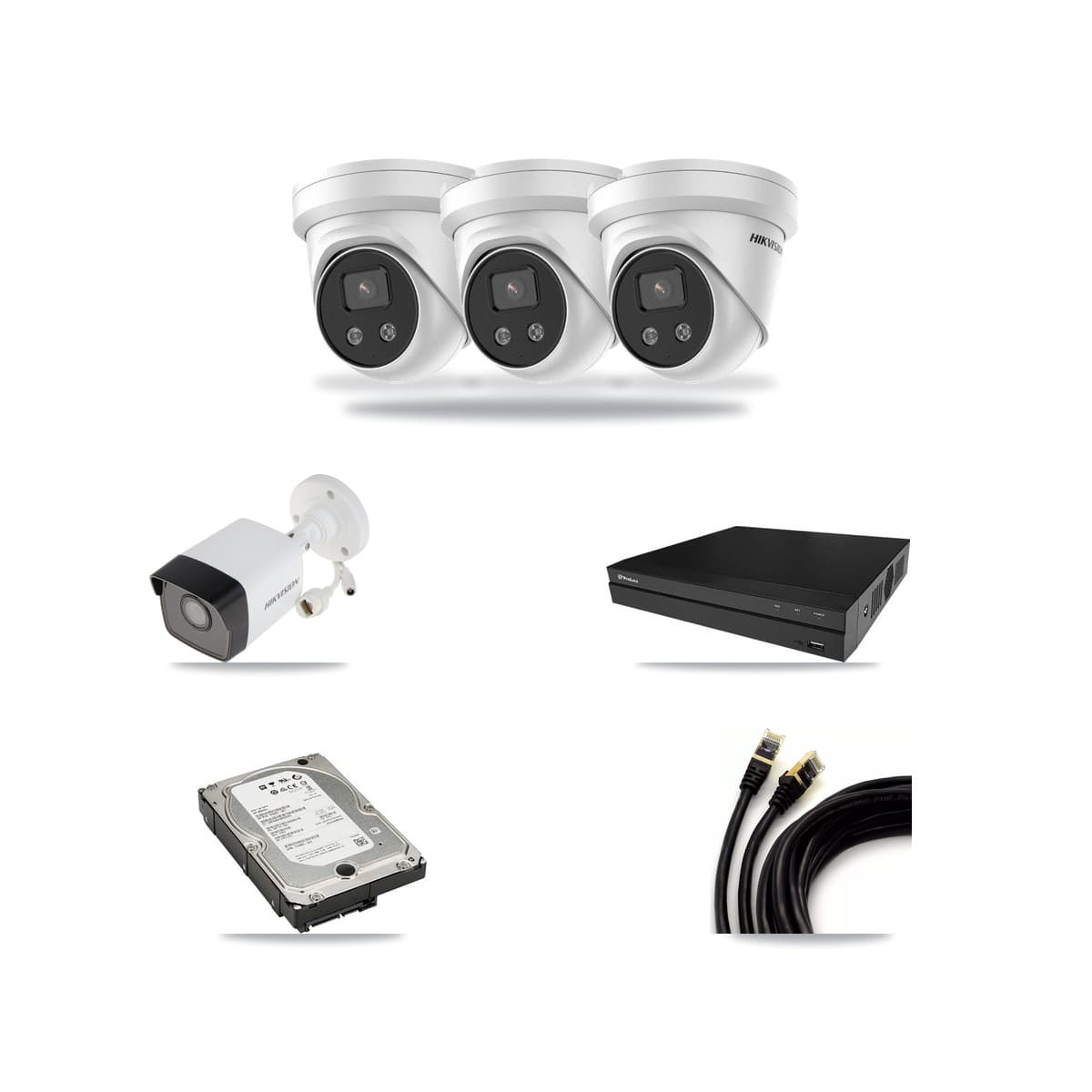 Hikvision & Prolux 8-Channel 5MP CCTV Kit — 1 Bullet + 3 Turret Cameras + 5TB Recording - Image 1