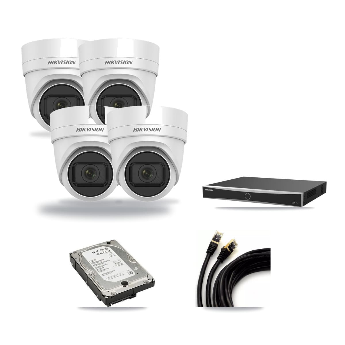 Hikvision 16-Channel 4MP CCTV Kit — 4 DS-2CD2H45FWD Turret Cameras + 5TB Recording (DS-7616NXI Recorder) - Image 1