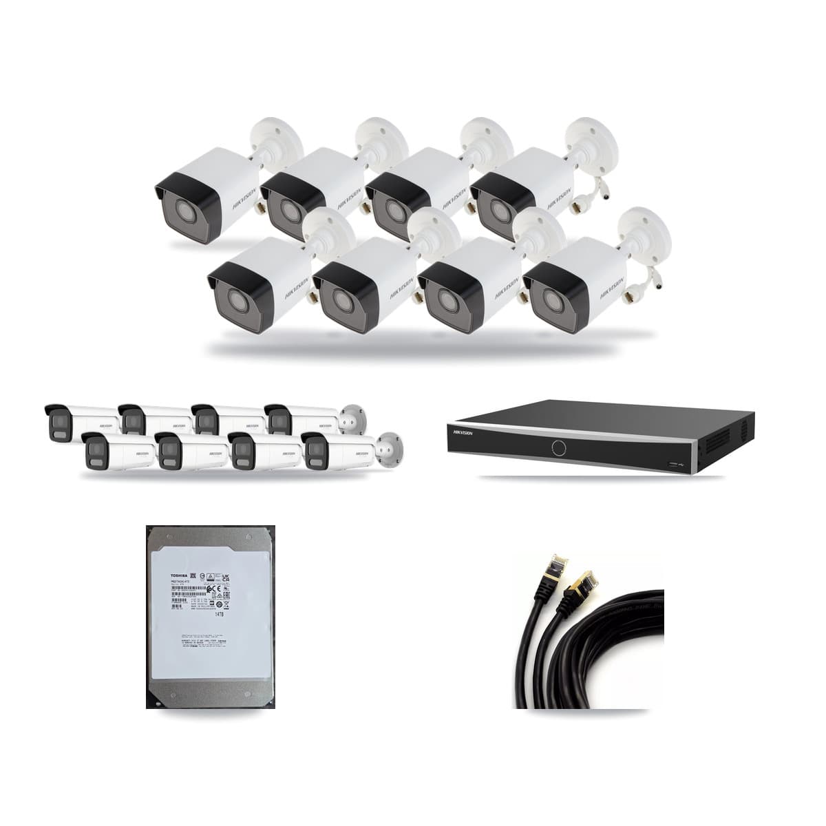 Hikvision 16-Channel 5MP – 4K CCTV Kit — 8 5MP + 8 White 4K Bullet Cameras + 14TB Recording (DS-7616NXI Recorder) - Image 1