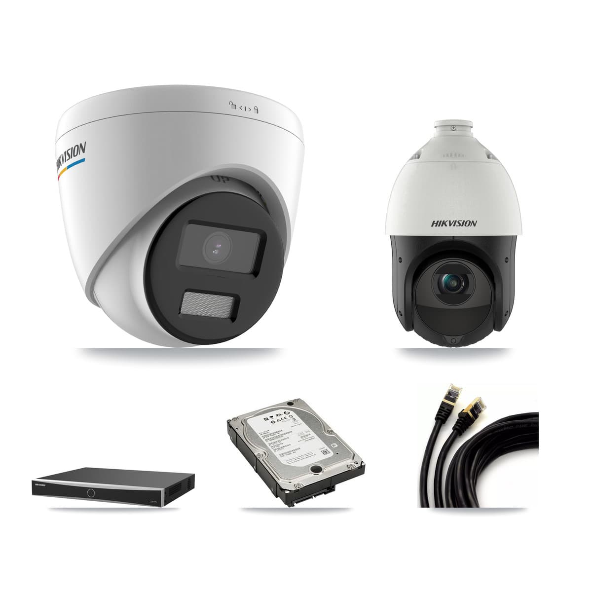 Hikvision 16-Channel 2MP – 4MP CCTV Kit — 5 2MP Turret + 1 4MP PTZ Cameras + 5TB Recording (DS-7616NXI Recorder)