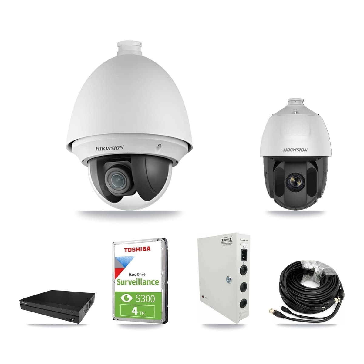 Hikvision & Prolux 8-Channel 2MP CCTV Kit — 5 DS-2AE4225T + 1 DS-2AE5225TI PTZ Cameras + 4TB Recording (PXD-5208AN Recorder)