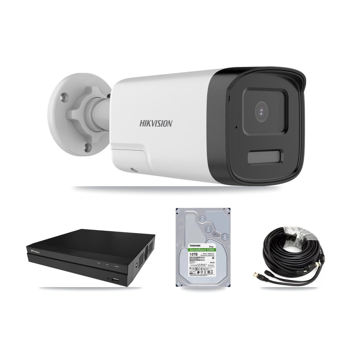 Hikvision & Prolux 8-Channel 5MP CCTV Kit — 8 DS-2CE17K0T Bullet Cameras + 10TB Recording