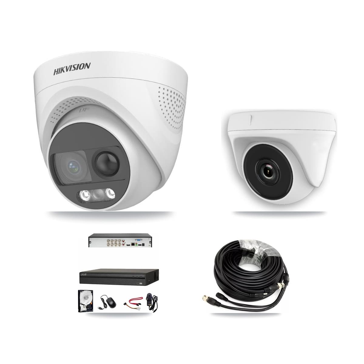 Hikvision & Dahua 8-Channel 2MP – 5MP CCTV Kit — 2 DS-2CE72KF3T 5MP Turret + 1 White HDT-2MP-N20W 2MP Dome Cameras + 3TB Recording
