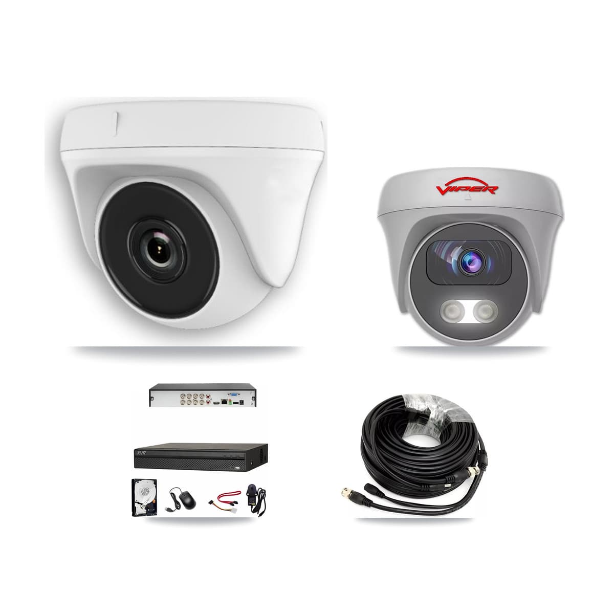 Viper & Dahua 8-Channel 2MP – 5MP CCTV Kit — 3 White 2MP Dome + 1 White 5MP Cameras + 3TB Recording (XVR-3108AD Recorder)