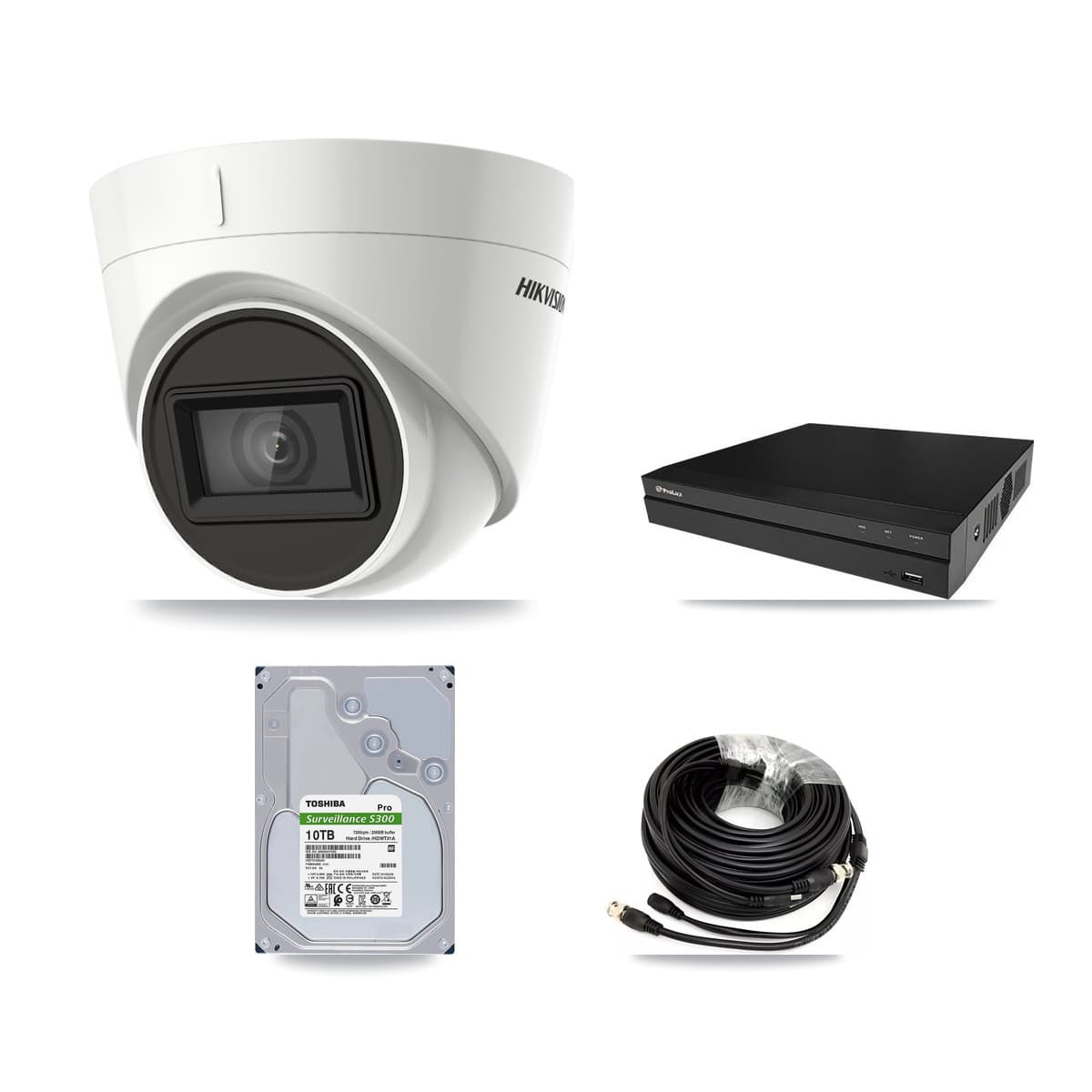 Hikvision & Prolux 8-Channel 4K CCTV Kit — 8 DS-2CE78U1T Turret Cameras + 2× 10TB Recording