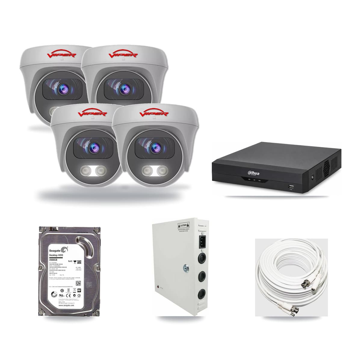 Viper & Dahua 4-Channel 5MP CCTV Kit — 4 Cameras + 2TB Recording - Image 1