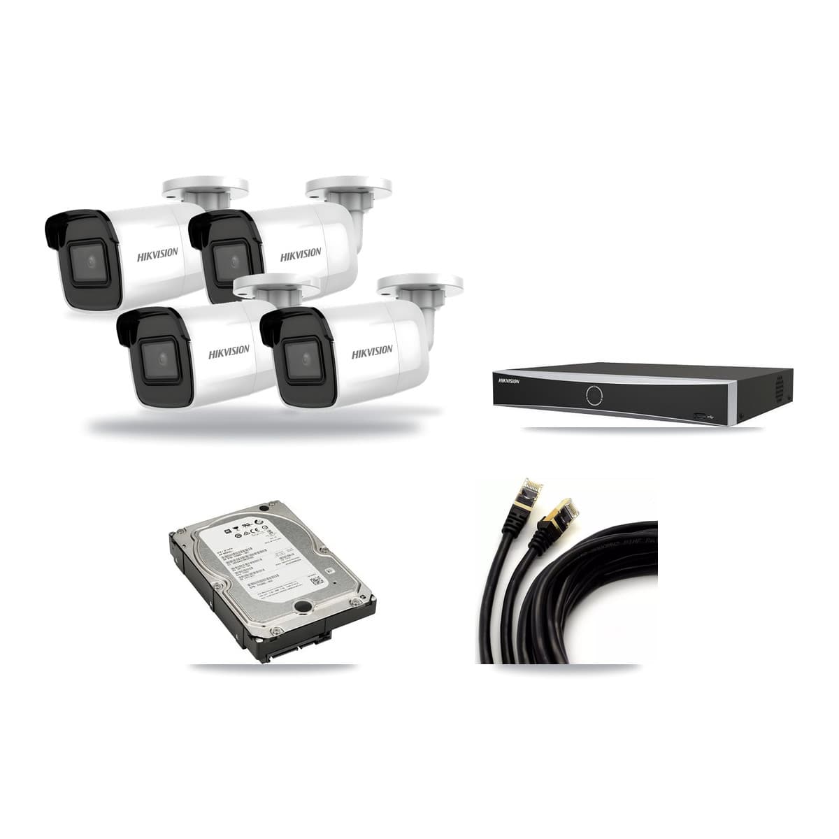 Hikvision 4-Channel 4K CCTV Kit — 4 DS-2CD2085G1 Bullet Cameras + 5TB Recording - Image 1