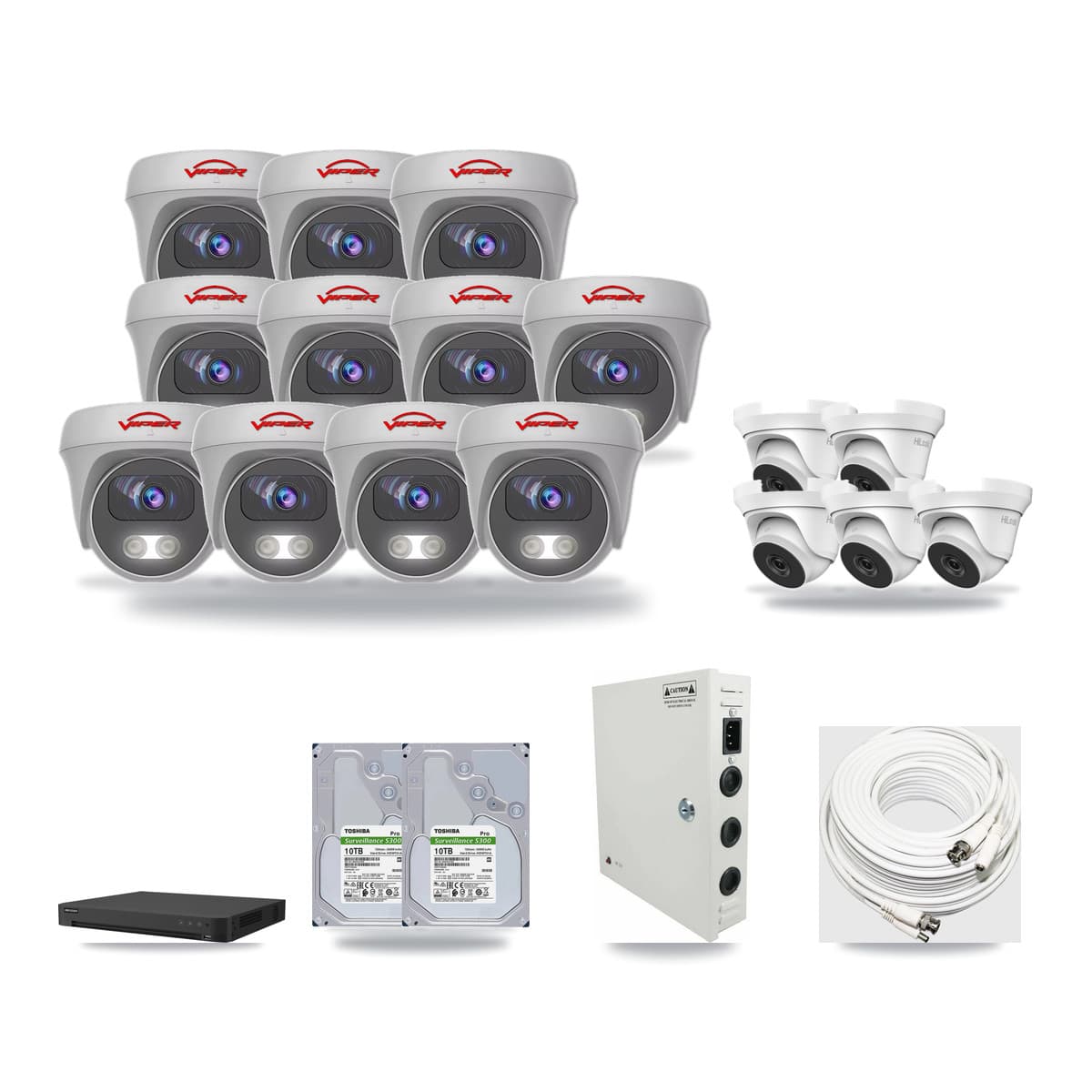 32-Channel 4MP – 5MP CCTV Kit — 5 4MP Turret + 11 5MP Cameras + 2× 10TB Recording - Image 1