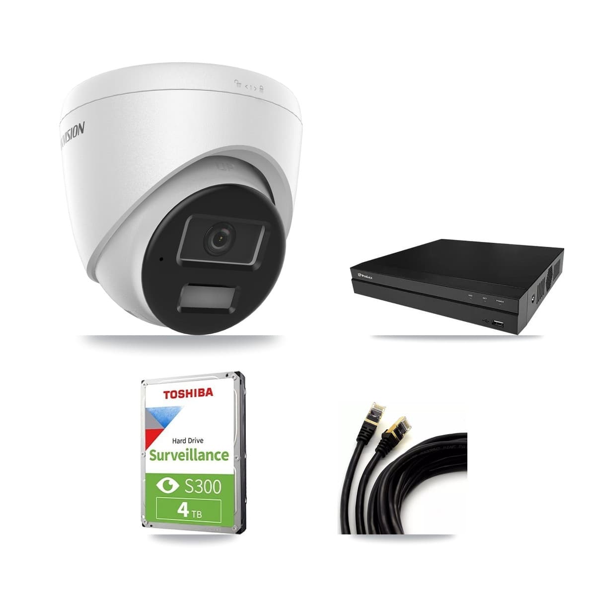 Hikvision & Prolux 8-Channel 4MP CCTV Kit — 3 DS-2CD1343G2 Turret Cameras + 4TB Recording