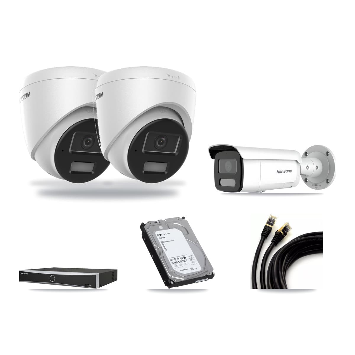 Hikvision 4-Channel 4MP CCTV Kit — 2 Turret + 1 Bullet Cameras + 6TB Recording - Image 1