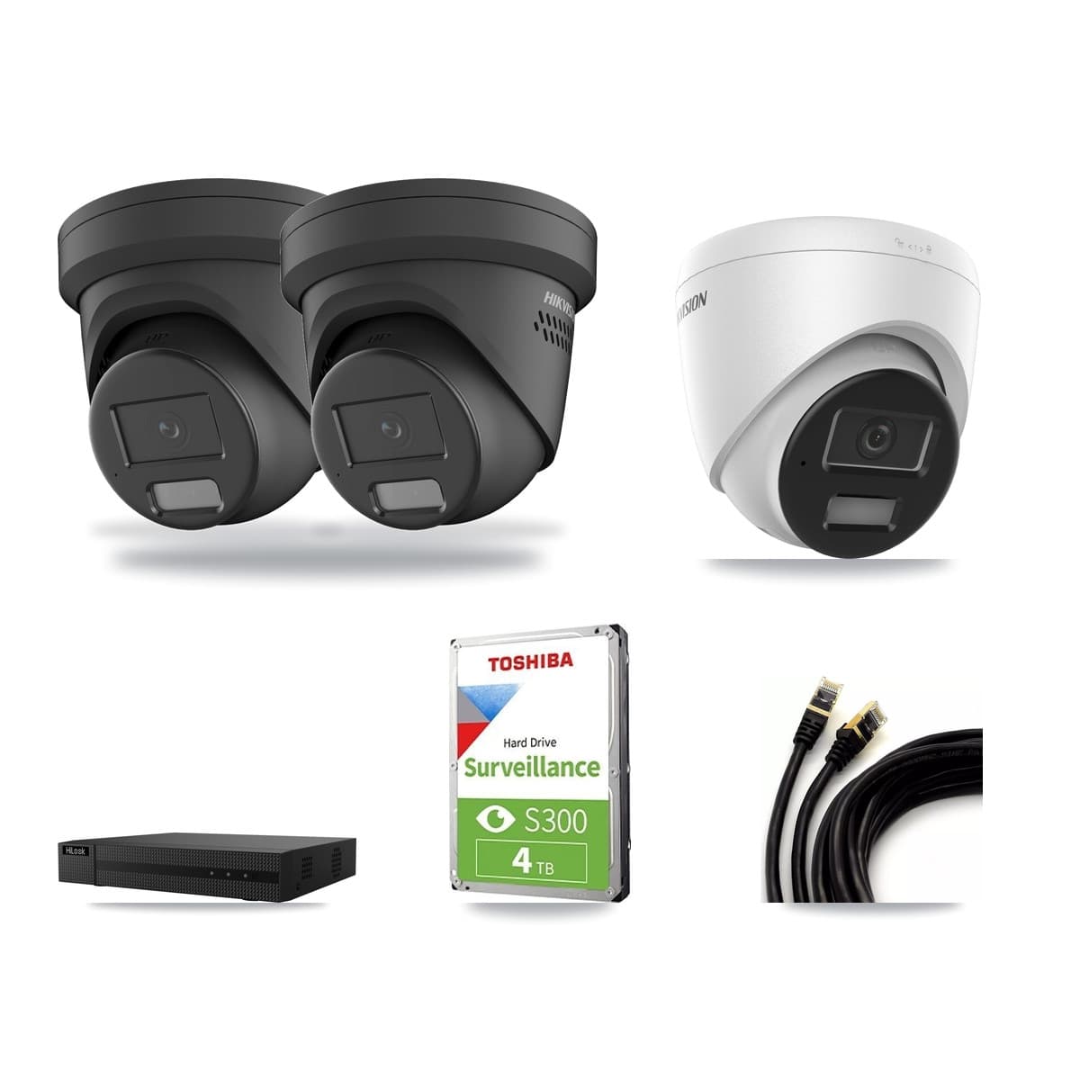 Hikvision & HiLook 8-Channel 4MP CCTV Kit — 1 DS-2CD1343G2 + 2 DS-2CD2347G2 Turret Cameras + 4TB Recording - Image 1