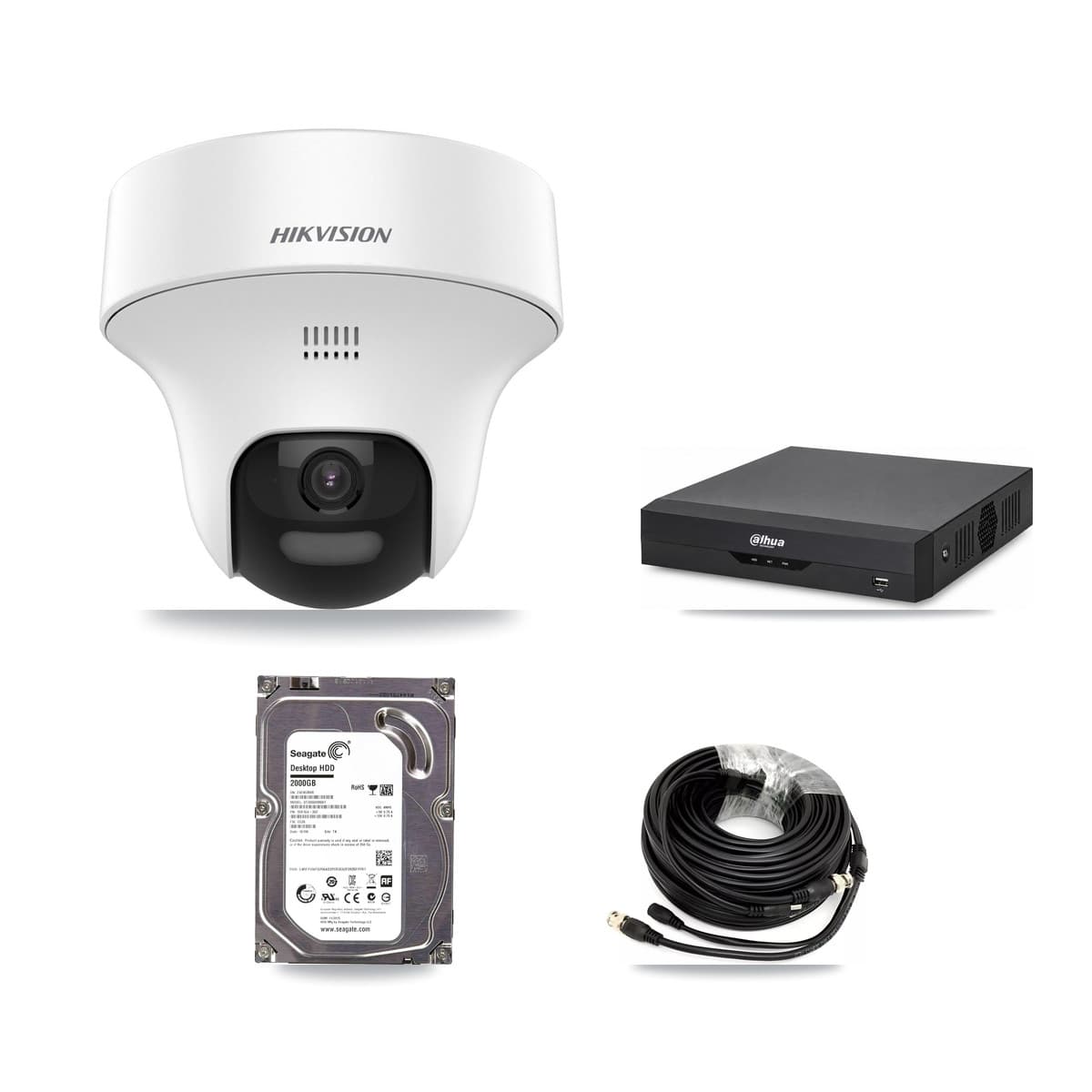Hikvision & Dahua 4-Channel 5MP CCTV Kit — 4 DS-2CE70K0T Turret Cameras + 2TB Recording