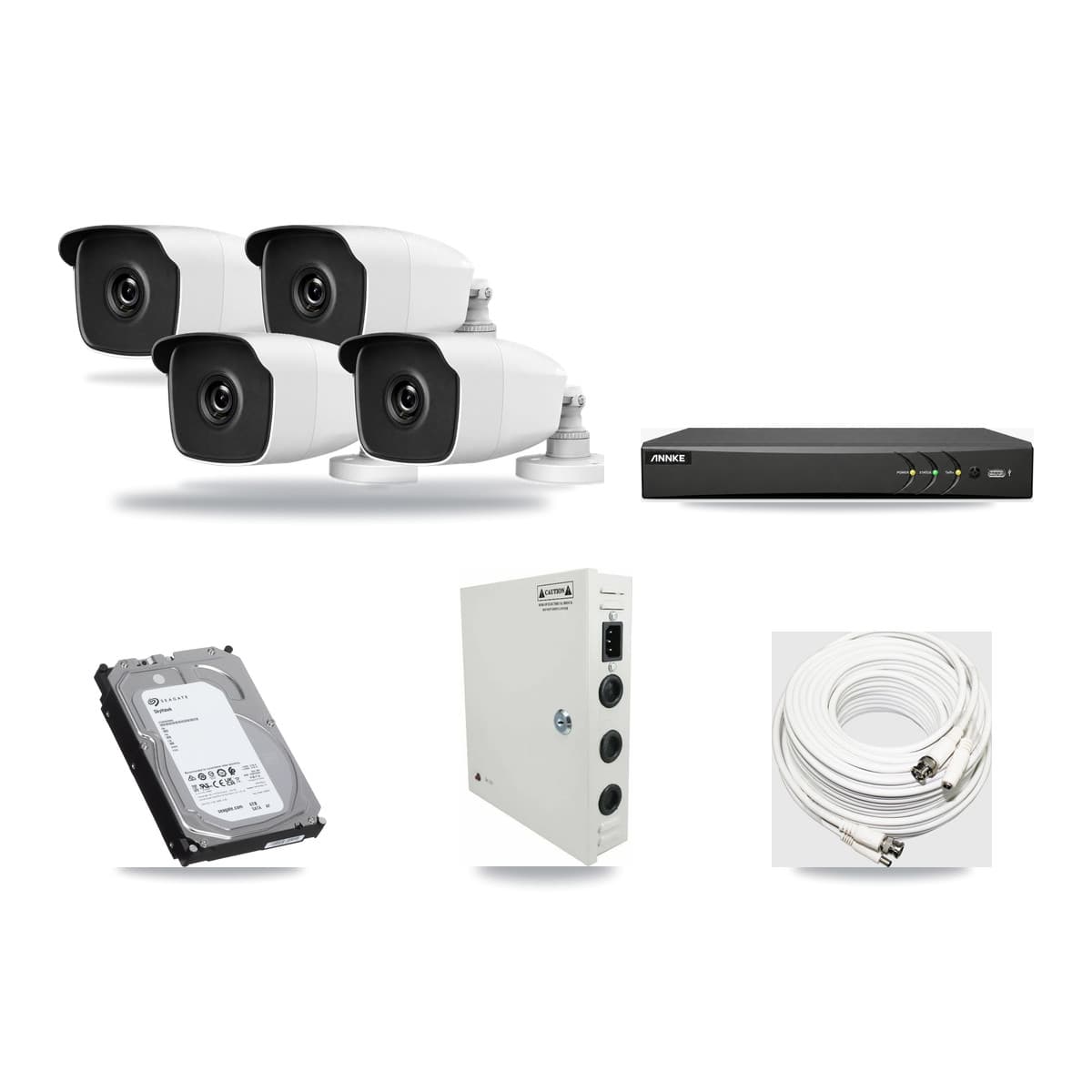 HiLook & ANNKE 4-Channel 3MP CCTV Kit — 4 Bullet Cameras + 6TB Recording - Image 1