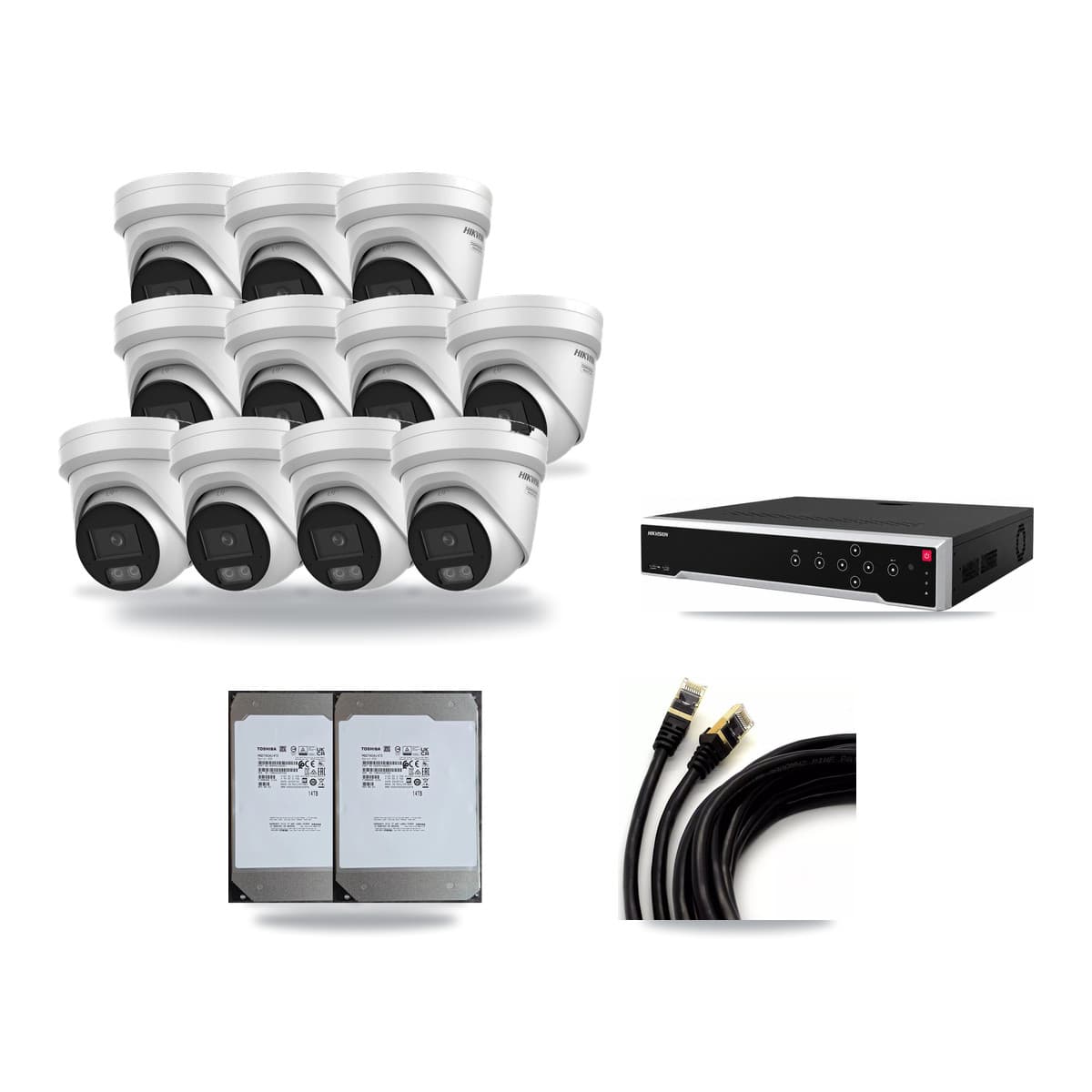 Hikvision 32-Channel 4K CCTV Kit — 11 DS-2CD2387G3 Turret Cameras + 2× 14TB Recording - Image 1