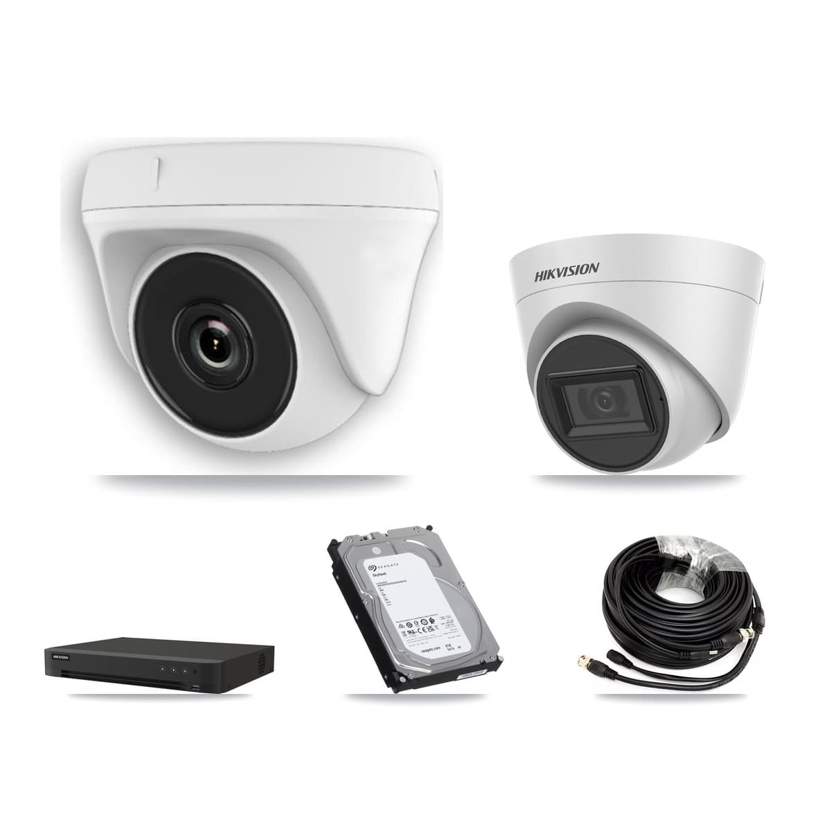 Hikvision 16-Channel 2MP – 5MP CCTV Kit — 2 White 5MP Turret + 5 White 2MP Dome Cameras + 6TB Recording (IDS-7216HQHI Recorder)