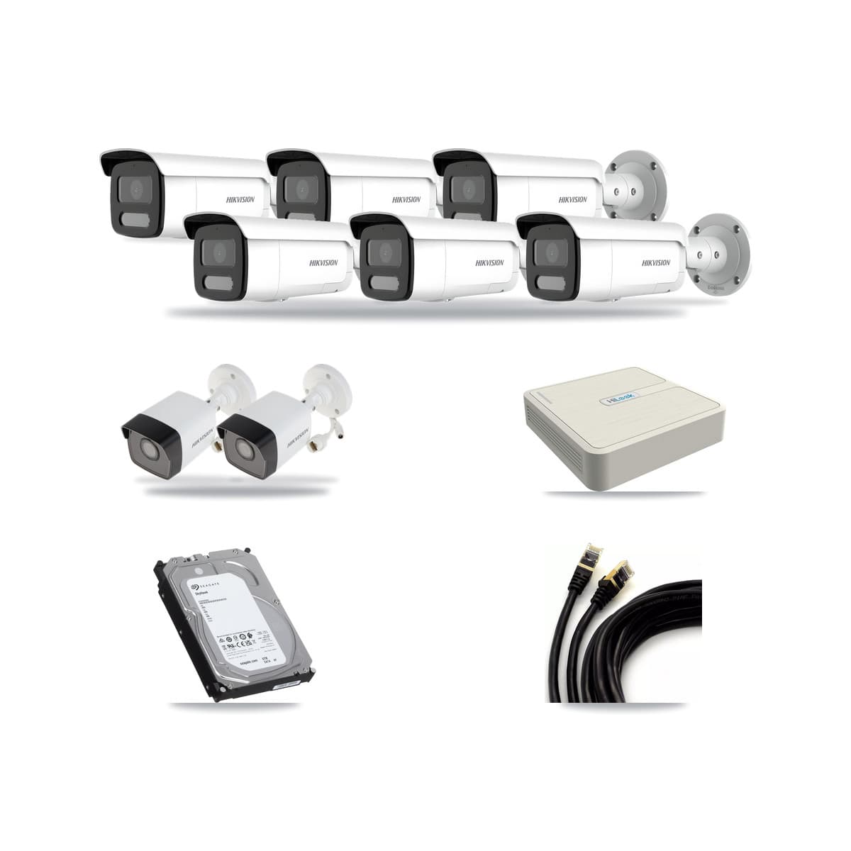 Hikvision & HiLook 8-Channel 4MP – 5MP CCTV Kit — 2 5MP + 6 4MP Bullet Cameras + 6TB Recording - Image 1