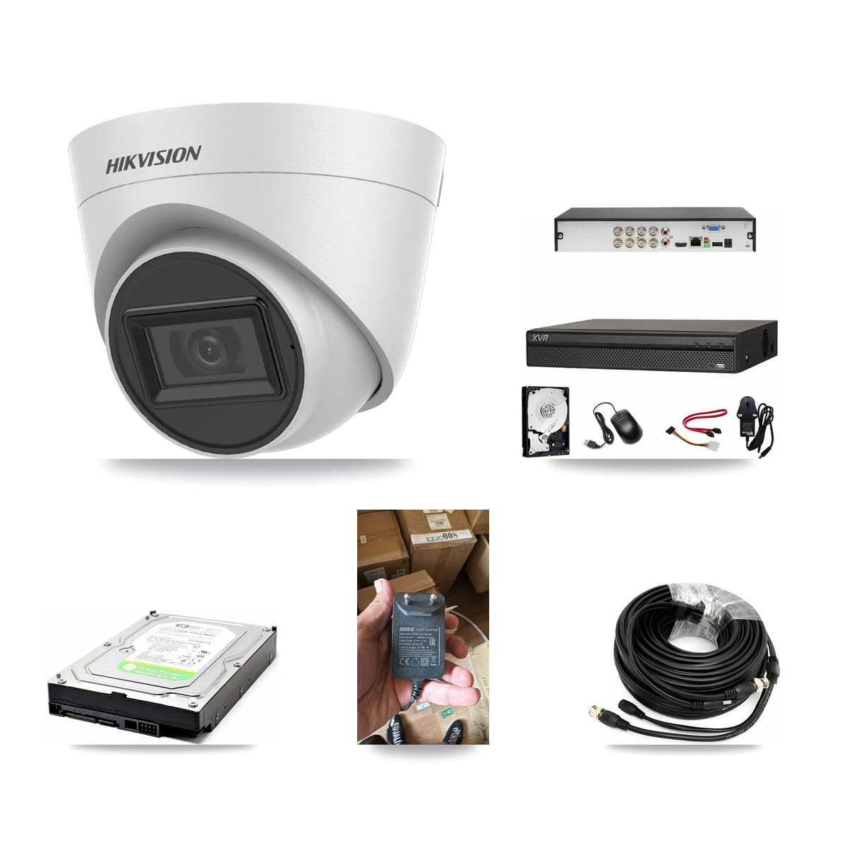 Hikvision & Dahua 8-Channel 5MP CCTV Kit — 1 White Turret Camera + 1TB Recording