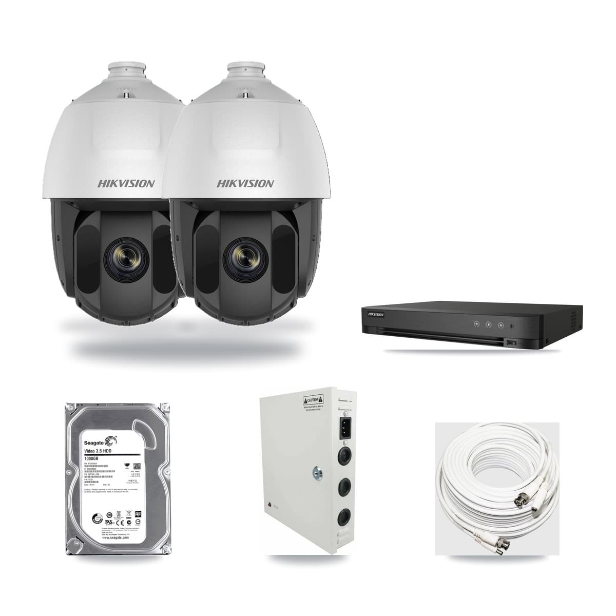 Hikvision 4-Channel 2MP CCTV Kit — 2 DS-2AE5225TI PTZ Cameras + 1TB Recording (IDS-7204HUHI Recorder) - Image 1