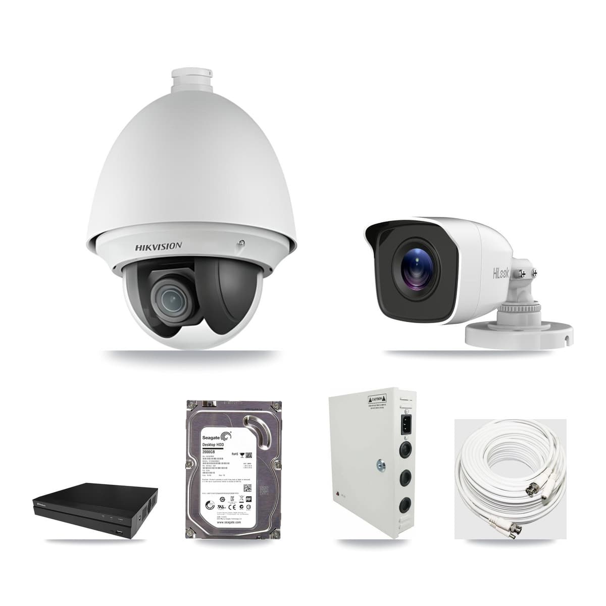 8-Channel 2MP – 4MP CCTV Kit — 1 2MP PTZ + 1 4MP Bullet Cameras + 2TB Recording (PXD-5208AN Recorder) - Image 1