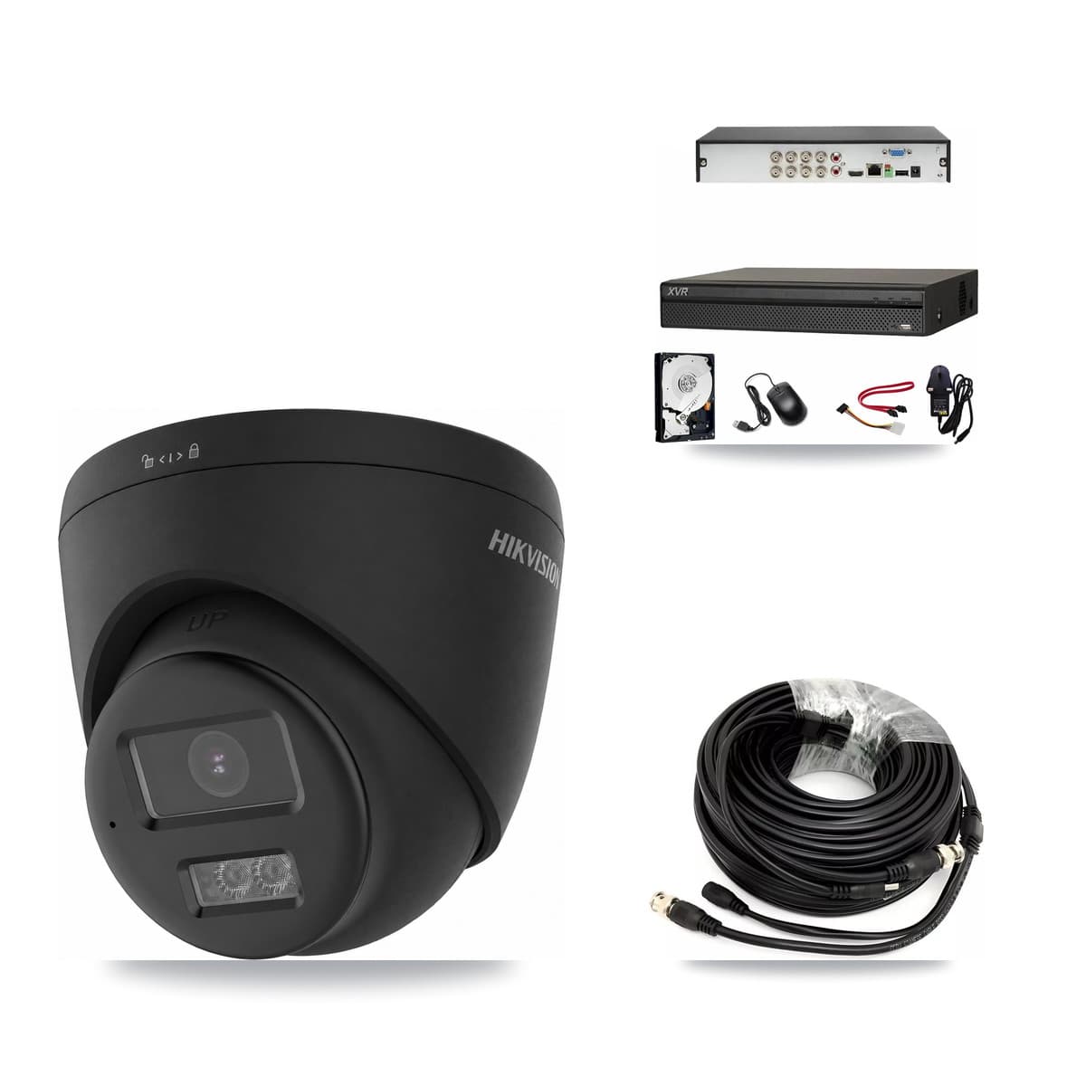 Hikvision & Dahua 8-Channel 4K CCTV Kit — 8 Black Turret Cameras + 8TB Recording