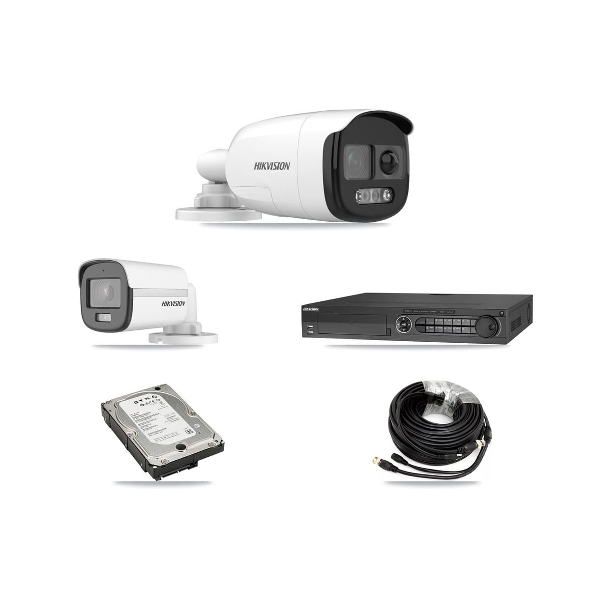 Hikvision 32-Channel 5MP CCTV Kit — 1 DS-2CE12KF0T + 3 DS-2CE12KF3T Bullet Cameras + 5TB Recording (IDS-7332HUHI Recorder)
