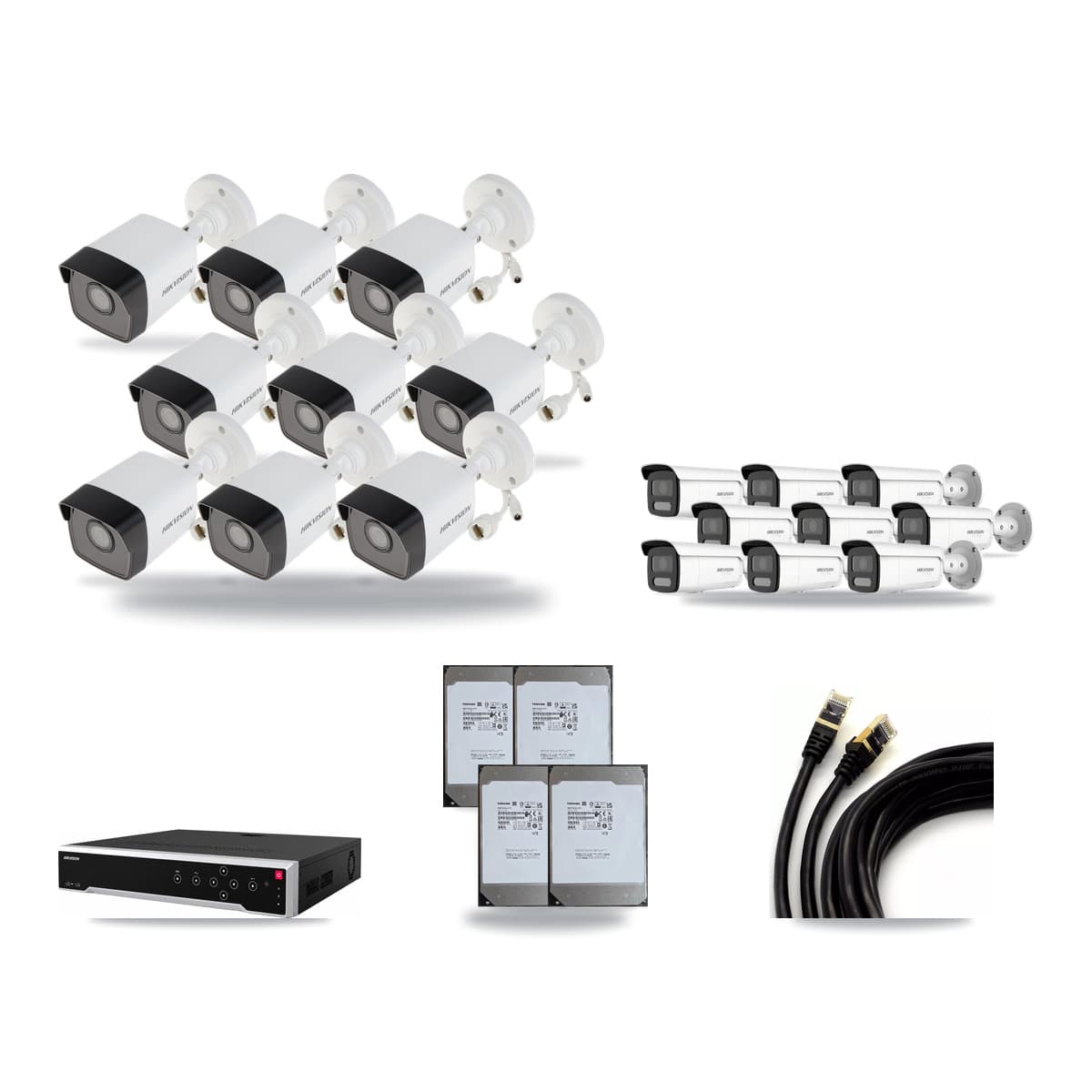 Hikvision 32-Channel 5MP – 4K CCTV Kit — 9 5MP + 9 4K Bullet Cameras + 4× 14TB Recording - Image 1