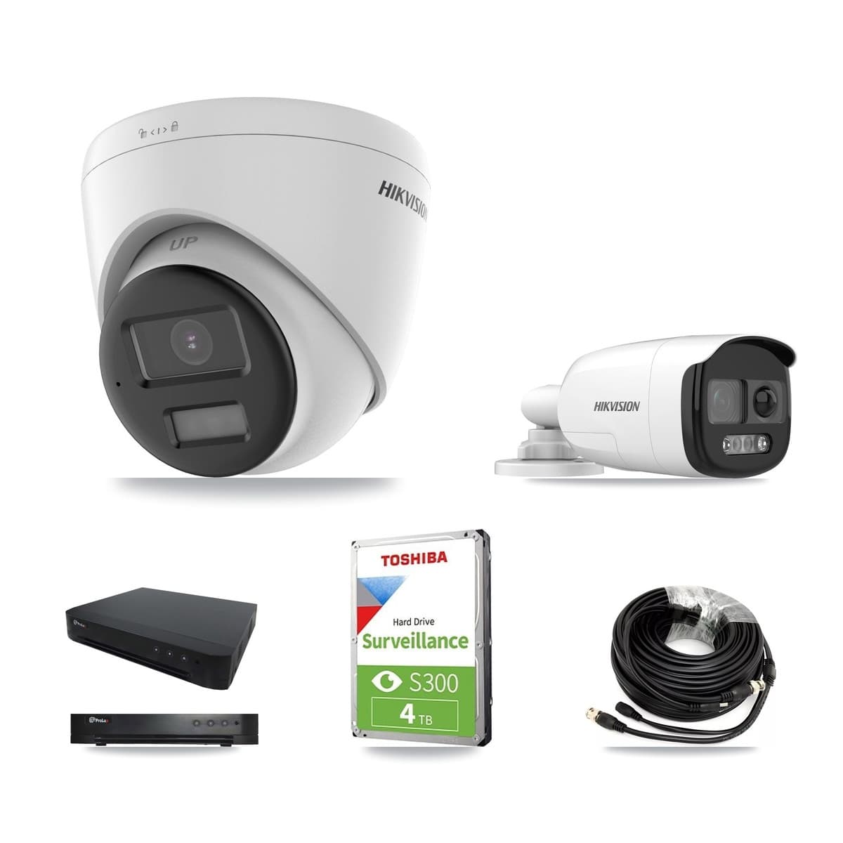 Hikvision & Prolux 16-Channel 5MP CCTV Kit — 1 DS-2CE12KF3T Bullet + 2 DS-2CE78K0T Turret Cameras + 4TB Recording