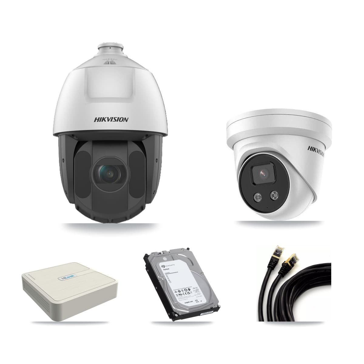 Hikvision & HiLook 8-Channel 2MP – 5MP CCTV Kit — 1 5MP Turret + 7 2MP PTZ Cameras + 6TB Recording (NVR-108H-D Recorder) - Image 1