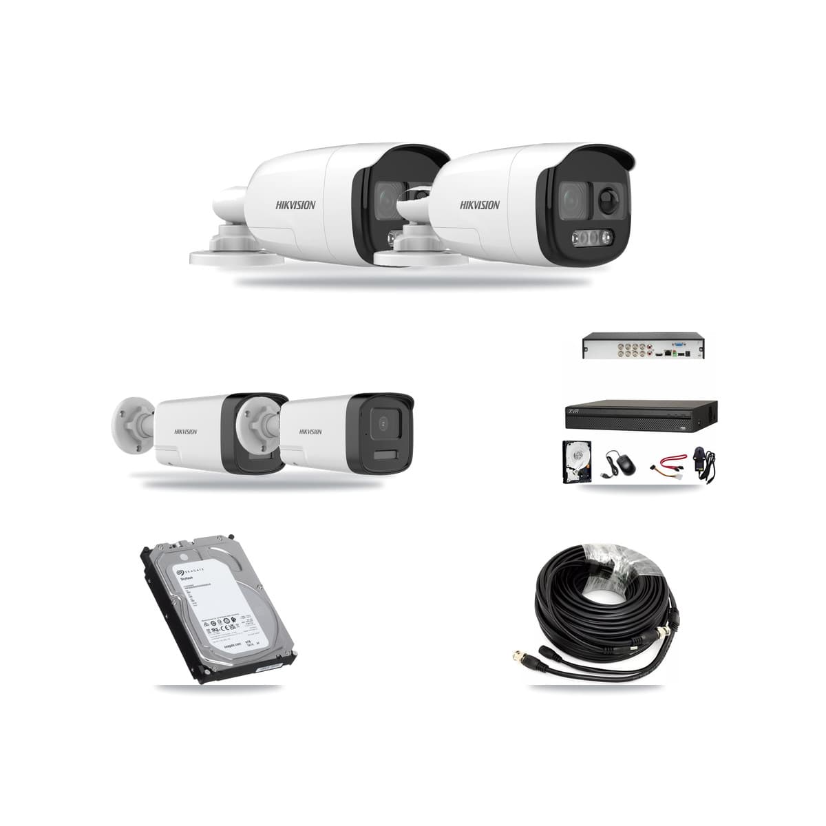 Hikvision & Dahua 8-Channel 5MP CCTV Kit — 2 DS-2CE12KF3T + 2 DS-2CE17K0T Bullet Cameras + 6TB Recording - Image 1