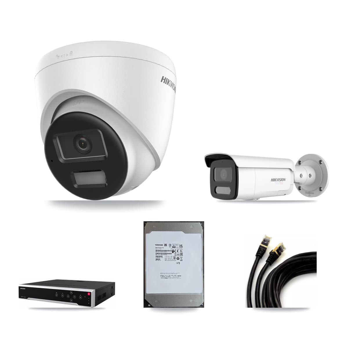Hikvision 32-Channel 4K CCTV Kit — 7 Turret + 3 Bullet Cameras + 2× 14TB Recording