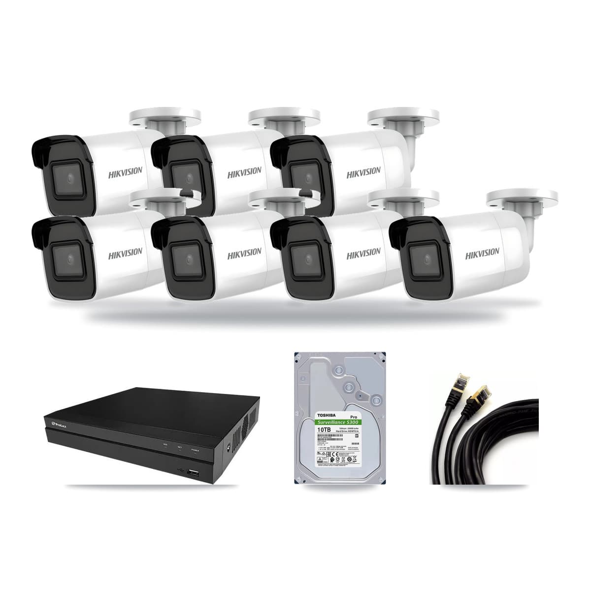 Hikvision & Prolux 8-Channel 4K CCTV Kit — 7 Bullet Cameras + 10TB Recording - Image 1