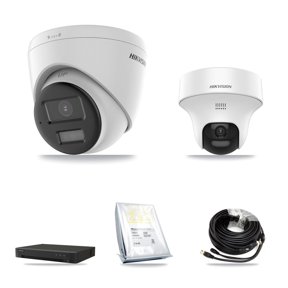 Hikvision 8-Channel 5MP CCTV Kit — 1 DS-2CE70K0T-PTLTS + 5 DS-2CE78K0T-LPTS Turret Cameras + 8TB Recording (IDS-7208HUHI-M1/XT Recorder) - Image 1