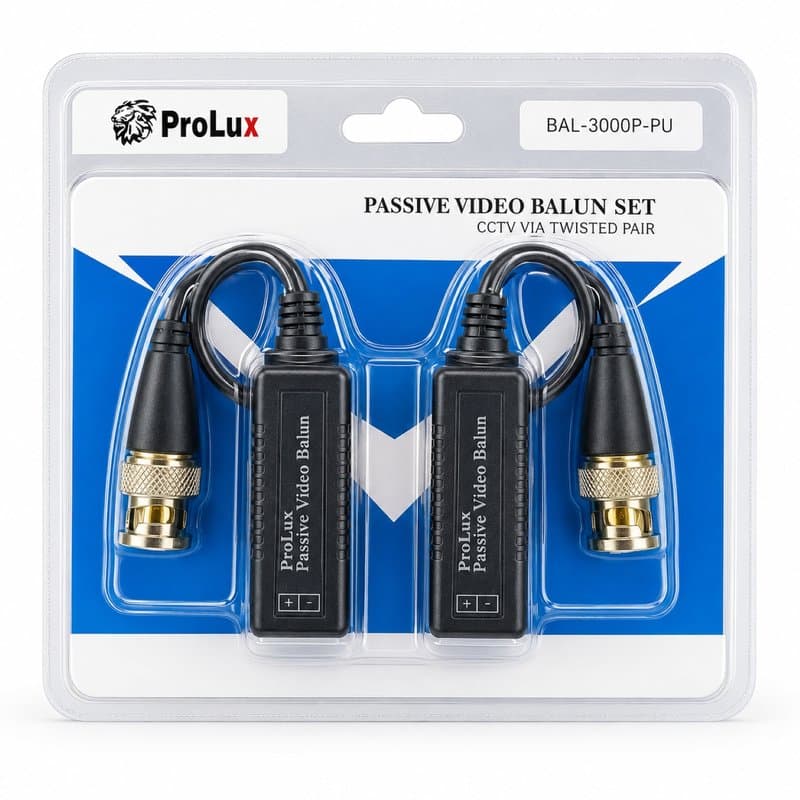 Prolux CCTV Video Balun Push-In Connector HD-TVI AHD CVI