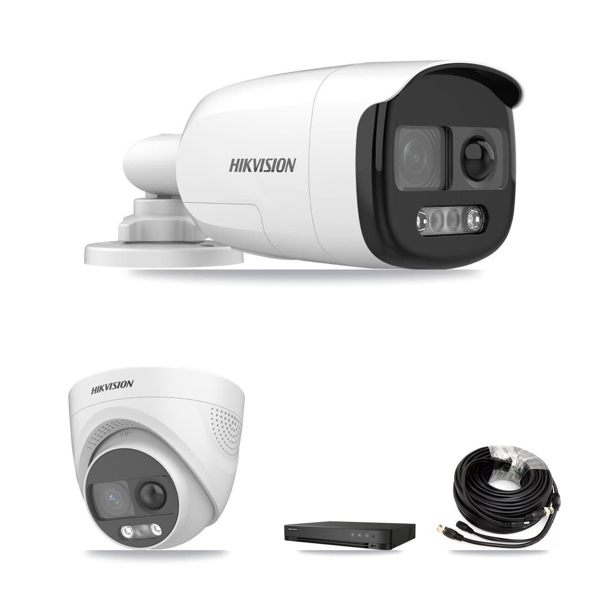 Hikvision 4-Channel 5MP CCTV Kit — 1 DS-2CE12KF3T Bullet + 1 DS-2CE72KF3T Turret Cameras + 3TB Recording (IDS-7204HQHI Recorder)
