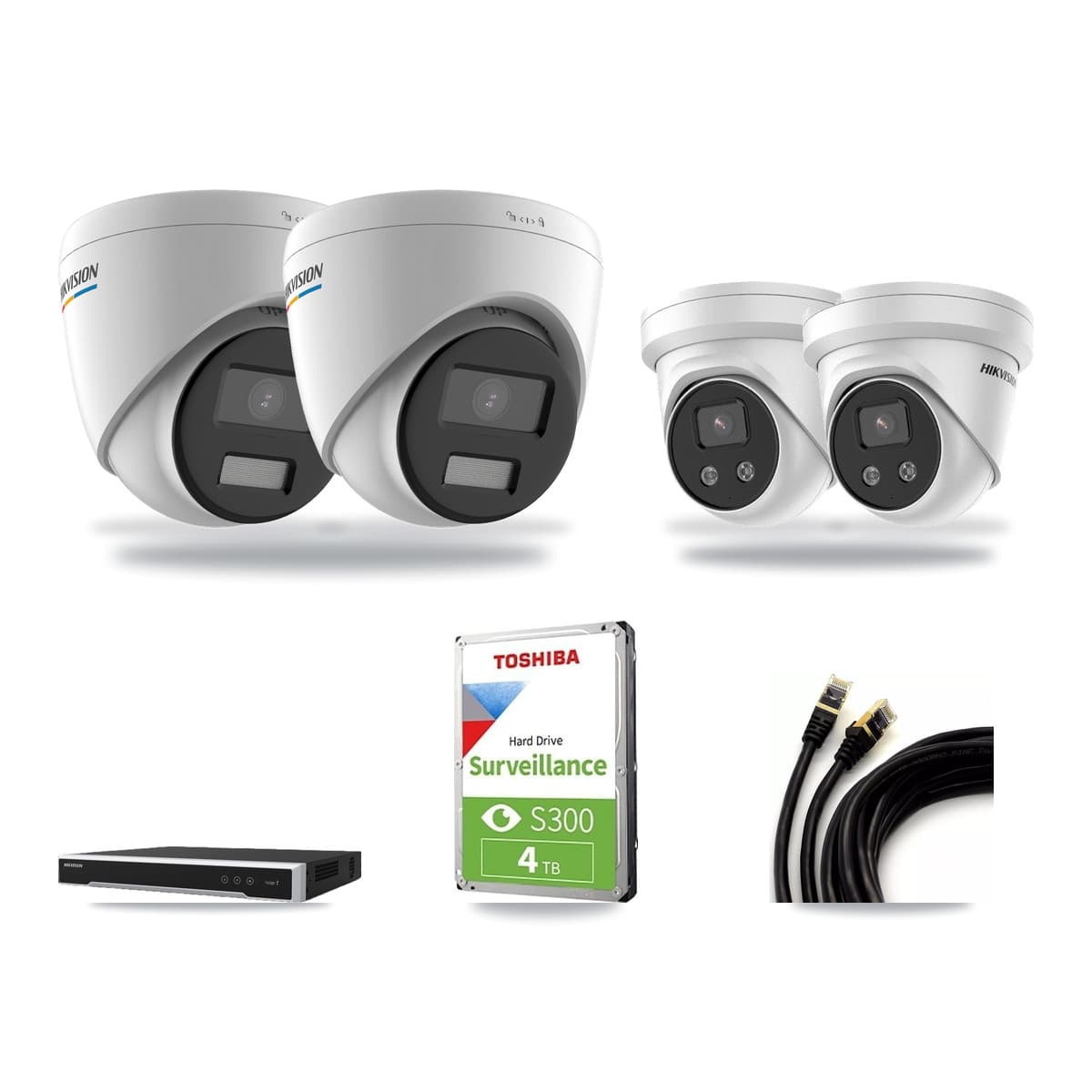 Hikvision 16-Channel 2MP – 5MP CCTV Kit — 2 2MP + 2 5MP Turret Cameras + 4TB Recording - Image 1