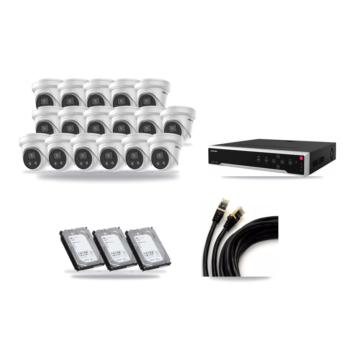 Hikvision 32-Channel 5MP CCTV Kit — 17 DS-2CD3356G2 Turret Cameras + 3× 6TB Recording - Image 1