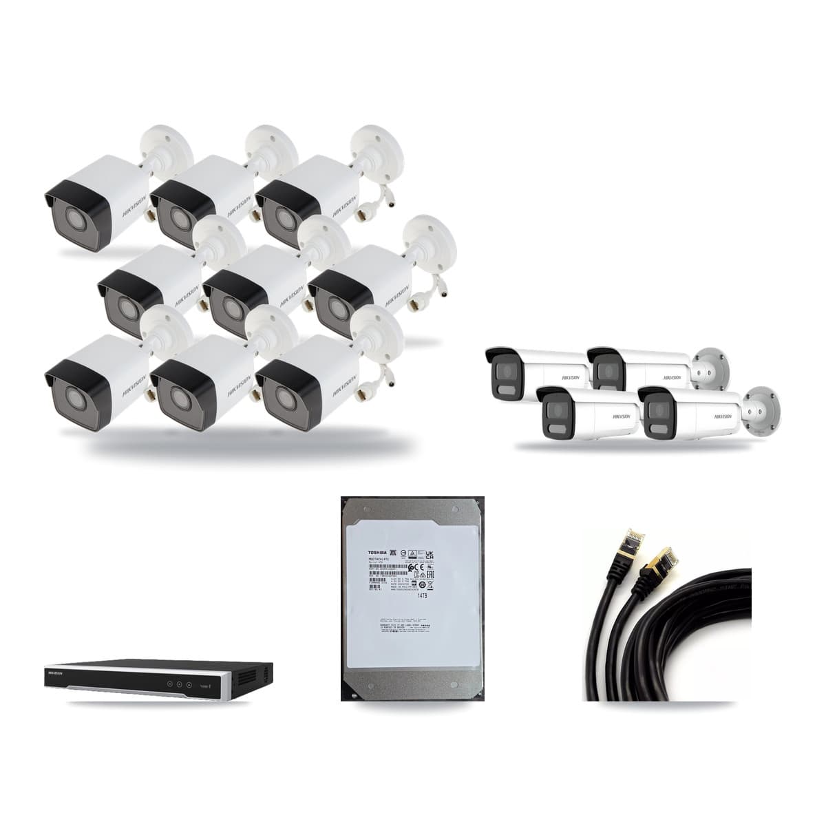Hikvision 16-Channel 4MP – 5MP CCTV Kit — 9 5MP + 4 4MP Bullet Cameras + 14TB Recording - Image 1