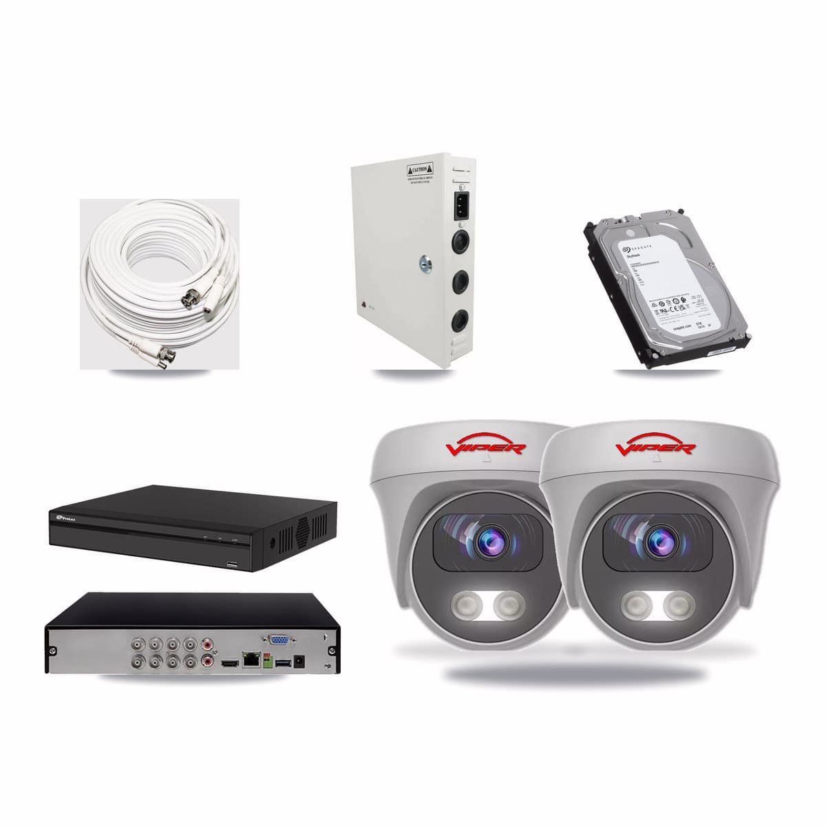 Prolux 8-channel CCTV kit: 2 cameras (2× 5MP Camera), 6TB hard drive
