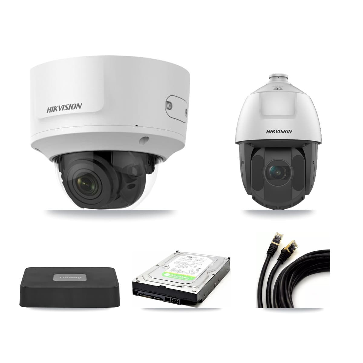 Hikvision & Tiandy 4-Channel 2MP CCTV Kit — 1 Dome + 1 PTZ Cameras + 1TB Recording