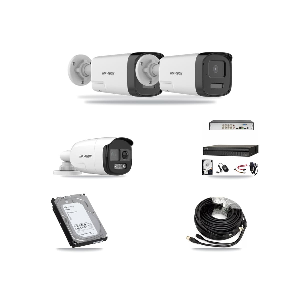 Hikvision & Dahua 8-Channel 5MP CCTV Kit — 1 DS-2CE12KF3T + 2 DS-2CE17K0T Bullet Cameras + 6TB Recording - Image 1