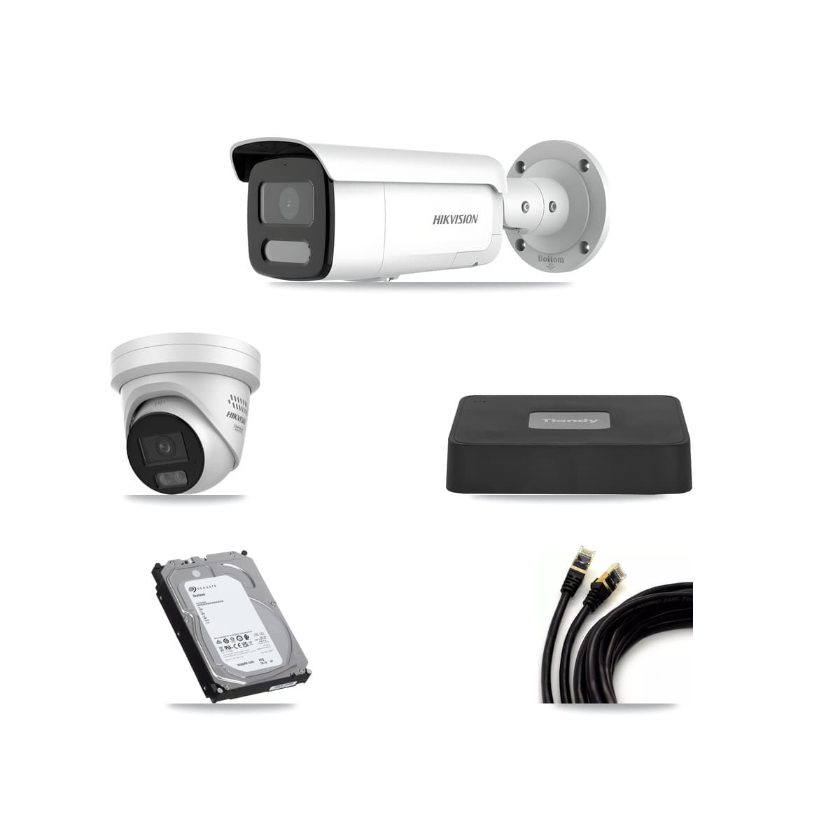 Hikvision & Tiandy 4-Channel 4MP CCTV Kit — 1 Turret + 3 Bullet Cameras + 6TB Recording
