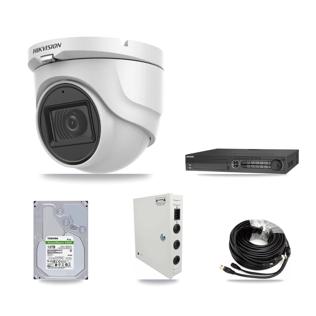Hikvision 32-Channel 5MP CCTV Kit — 22 DS-2CE76H0T Turret Cameras + 3× 10TB Recording (DS-7332HQHI Recorder)