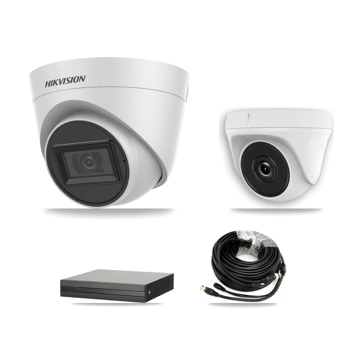 Hikvision 8-Channel 2MP – 5MP CCTV Kit — 2 White 5MP Turret + 1 White 2MP Dome Cameras + 3TB Recording (XVR-3108HS Recorder)
