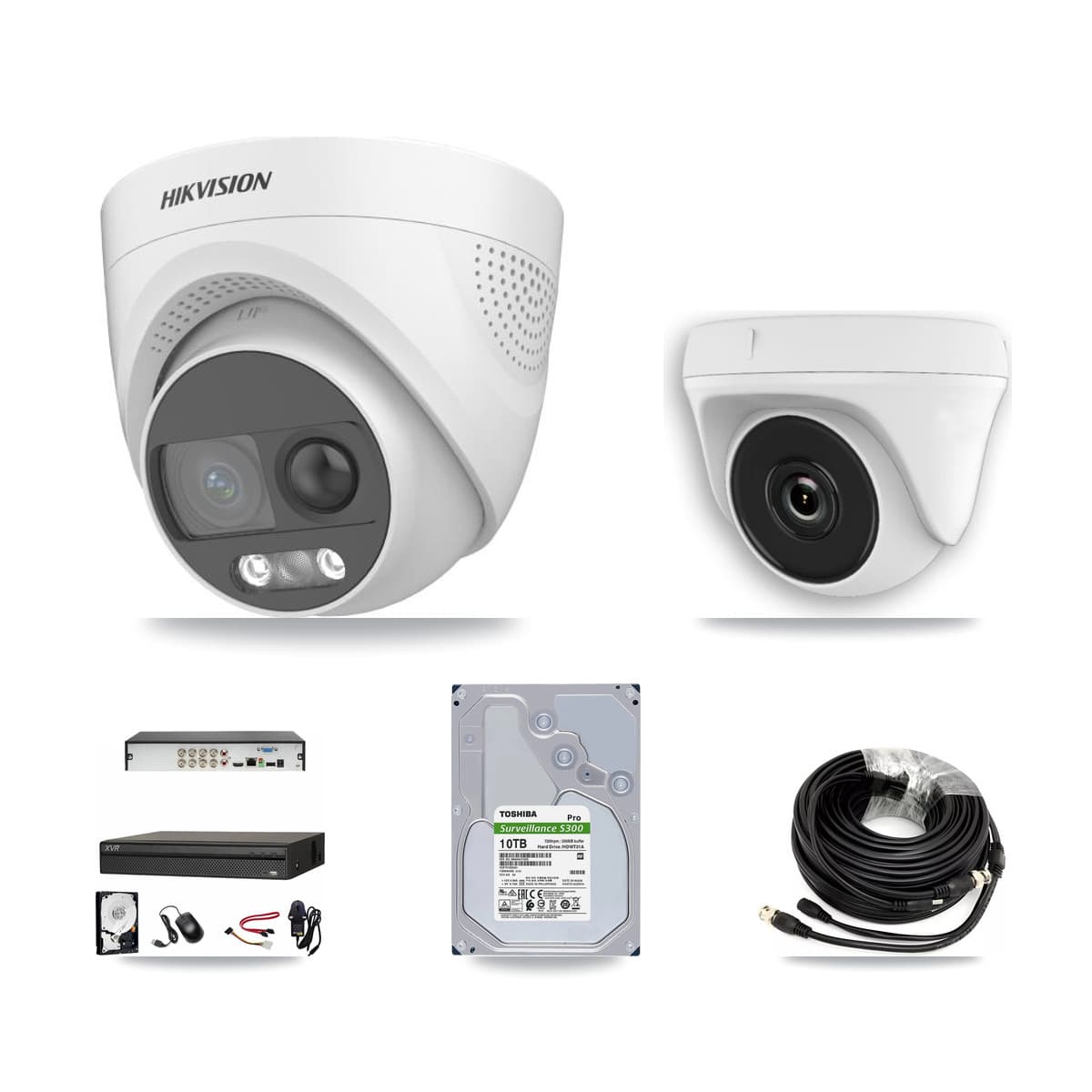 Hikvision & Dahua 8-Channel 2MP – 5MP CCTV Kit — 7 DS-2CE72KF3T 5MP Turret + 1 White HDT-2MP-N20W 2MP Dome Cameras + 10TB Recording (XVR-3108AD Recorder) - Image 1