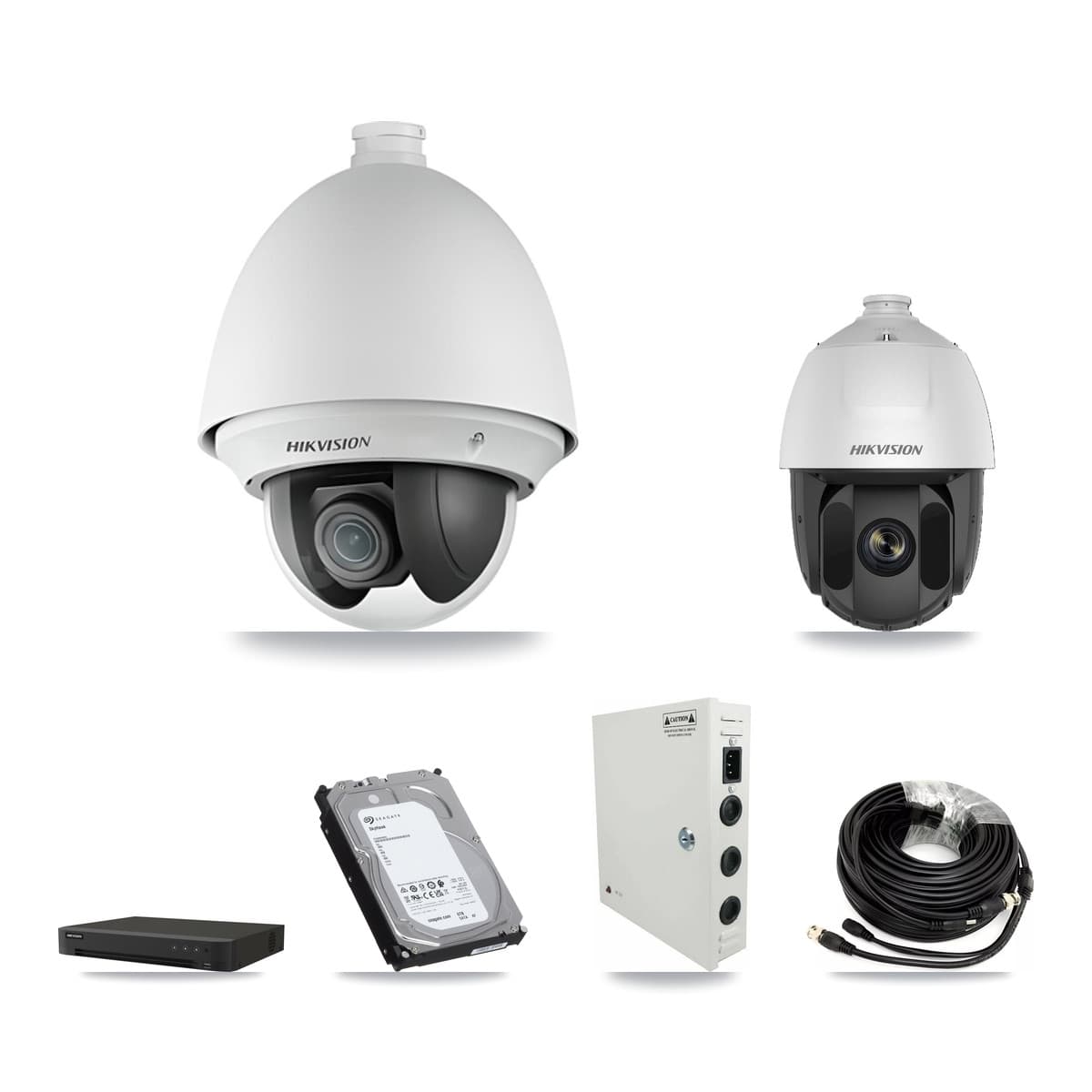 Hikvision 16-Channel 2MP CCTV Kit — 8 DS-2AE4225T + 1 DS-2AE5225TI PTZ Cameras + 6TB Recording (IDS-7216HQHI Recorder) - Image 1