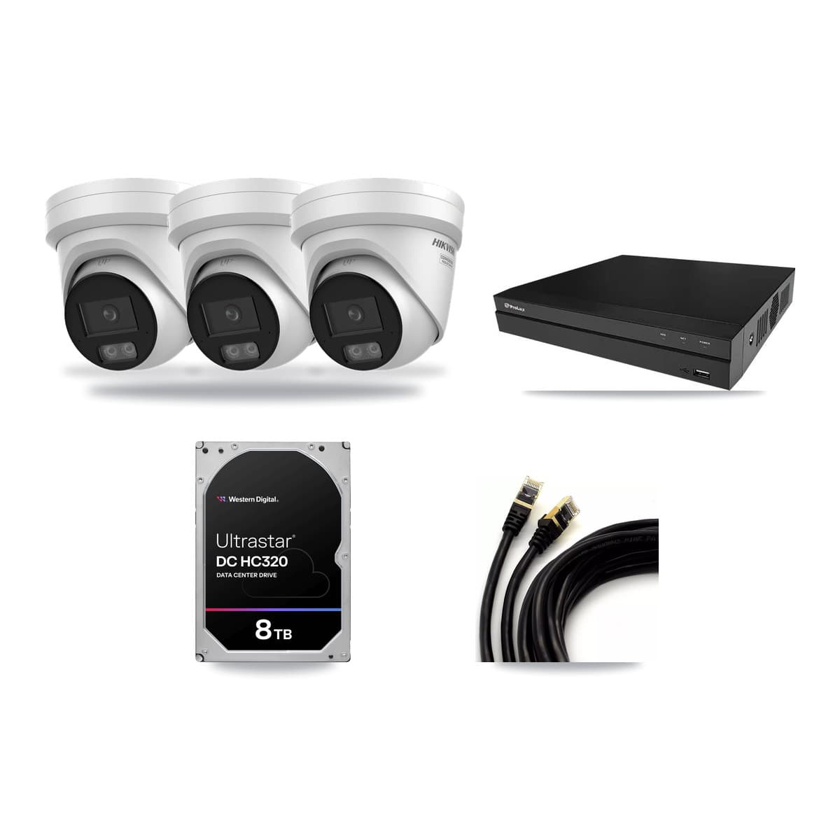 Hikvision & Prolux 8-Channel 4K CCTV Kit — 3 DS-2CD2387G3 Turret Cameras + 8TB Recording - Image 1